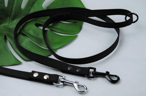 Bullyzei Leine gummiert 25mm x 1,2m mit Schlaufe, O-Ring, schwarzer Karabiner